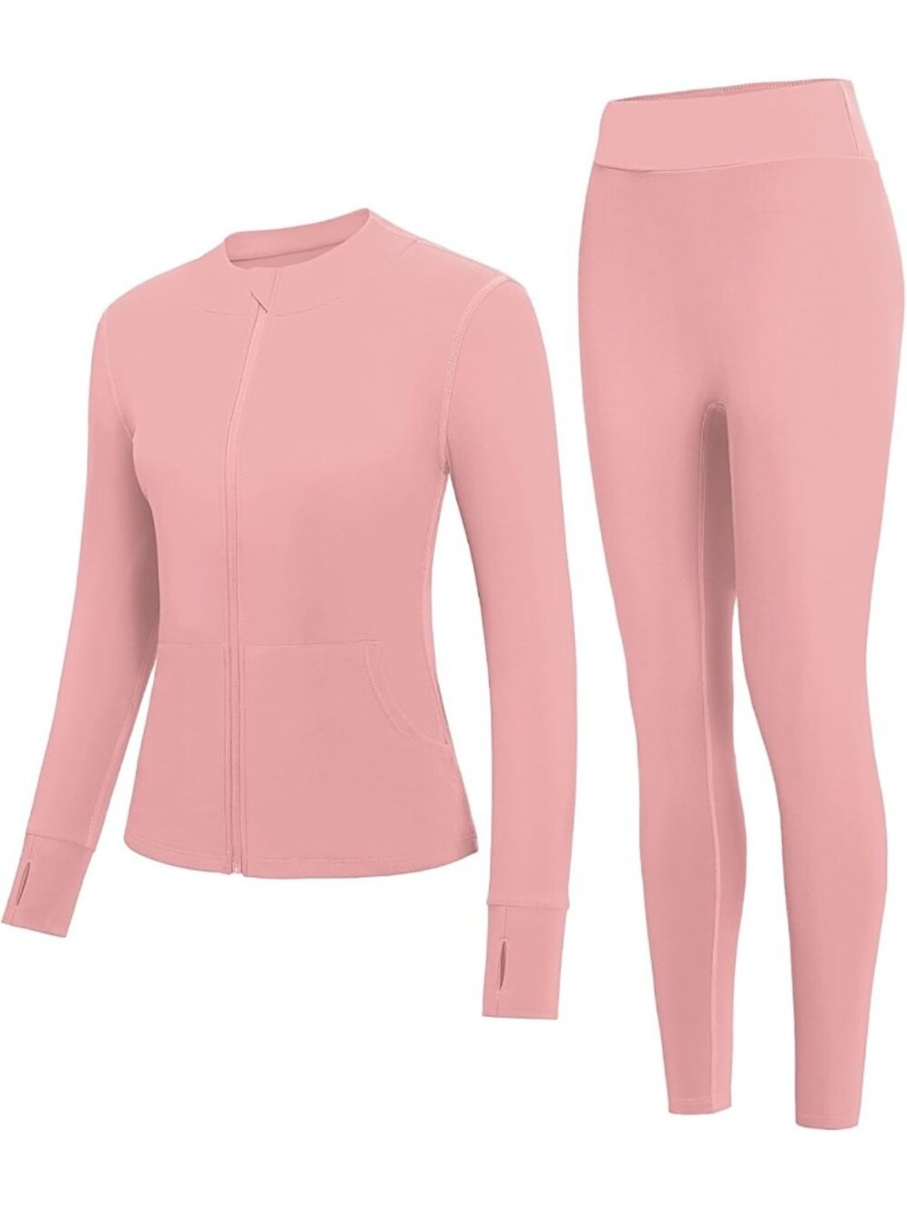 Stylish Women's 2-Piece Yoga Tracksuit Set - Zip Jacket & High Waist Leggings